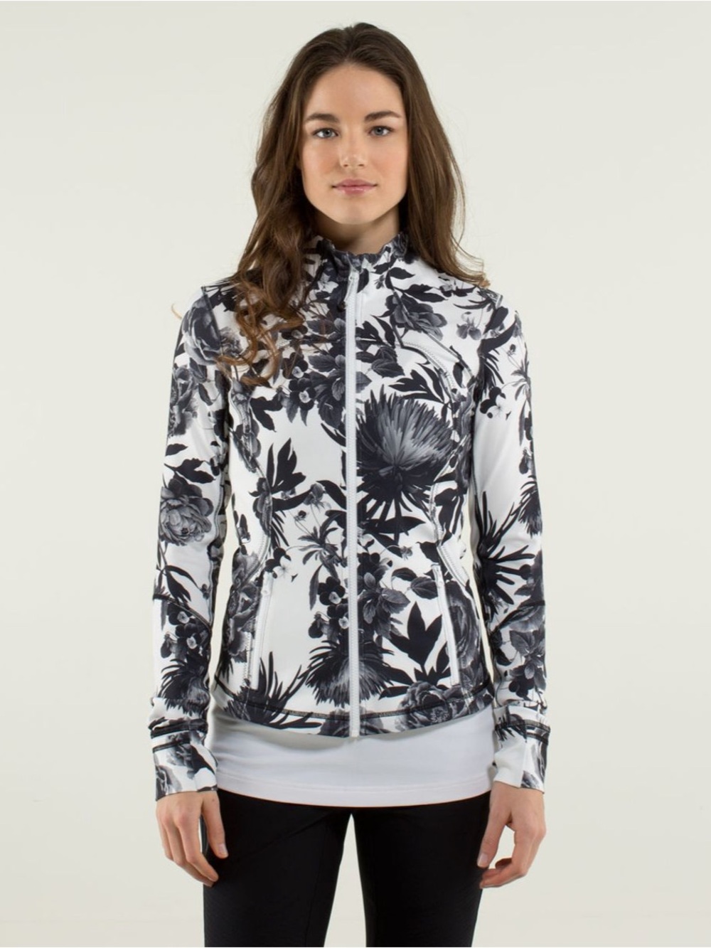 Lululemon Forme Jacket II Textured
Brisk Bloom Floral Black White Sz 10